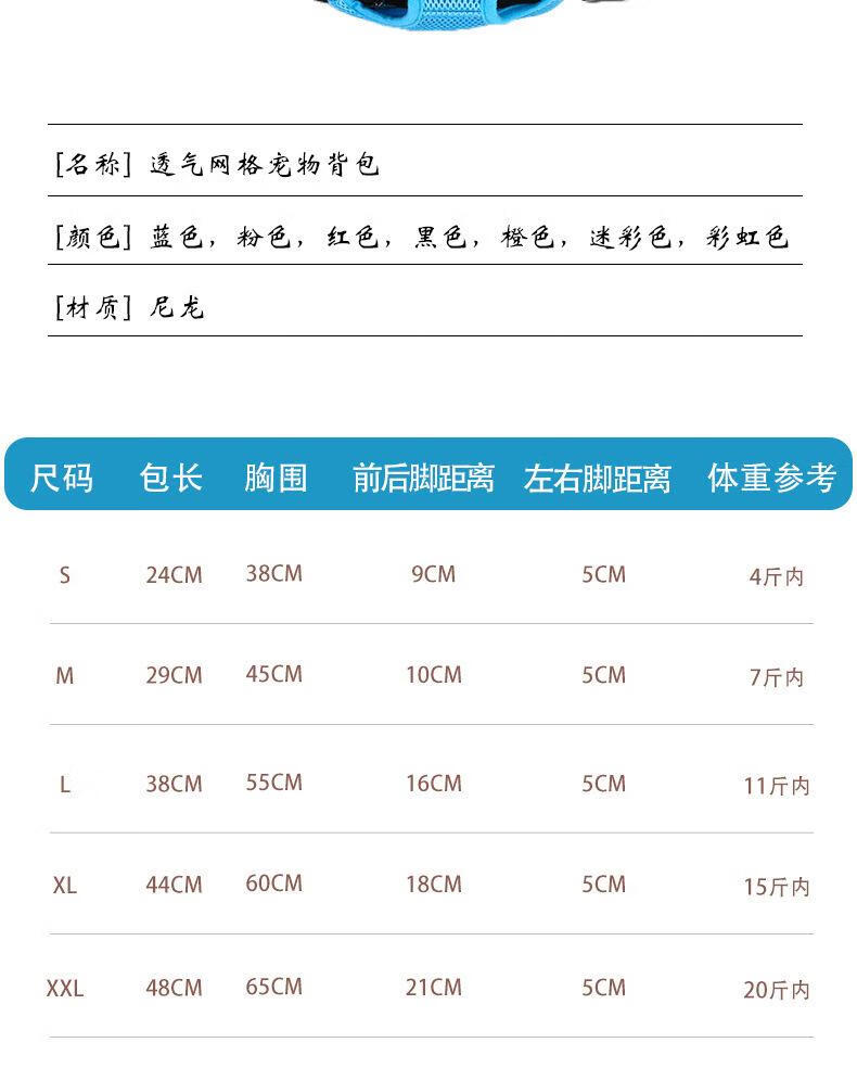 11，寵物胸前包時尚貓包外出便攜貓背包寵物舒適輕便透氣貓包 紅色（1件裝） M碼