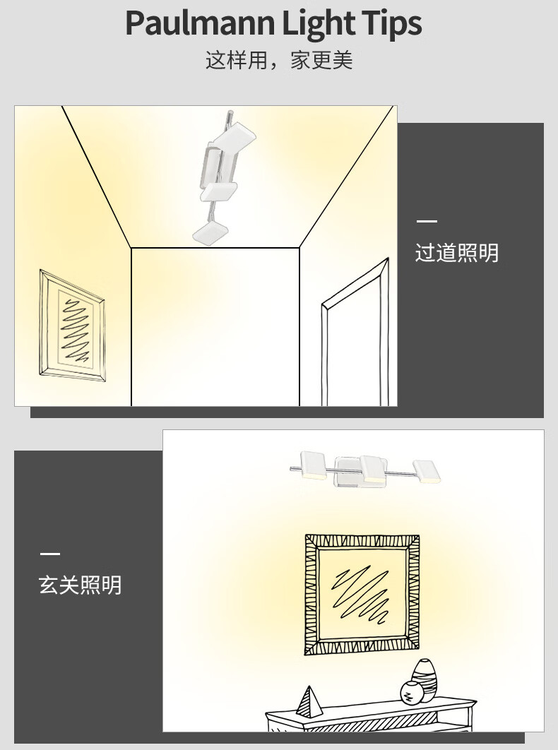 19，Paulmann P射燈led軌道燈北歐客厛家用天花燈明裝走廊牆壁創意燈具 Launcher射燈 珠光白