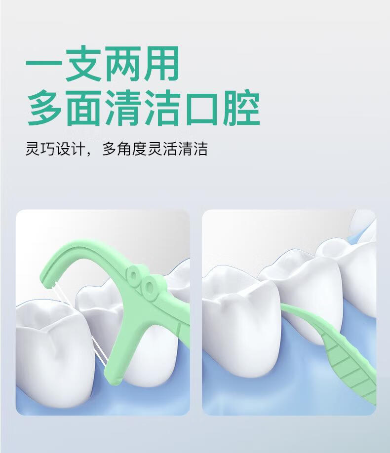 13，雙層盒裝52支薄荷雙線牙線棒一次性分層收納便攜式牙線盒 【皓月白】雙層收納牙線盒（52.0支 ）