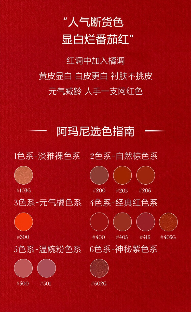 阿玛尼（ARMANI）红管口红臻致丝绒哑光显白唇釉#405番茄红#206#415送女友生日礼物 红管405#番茄红