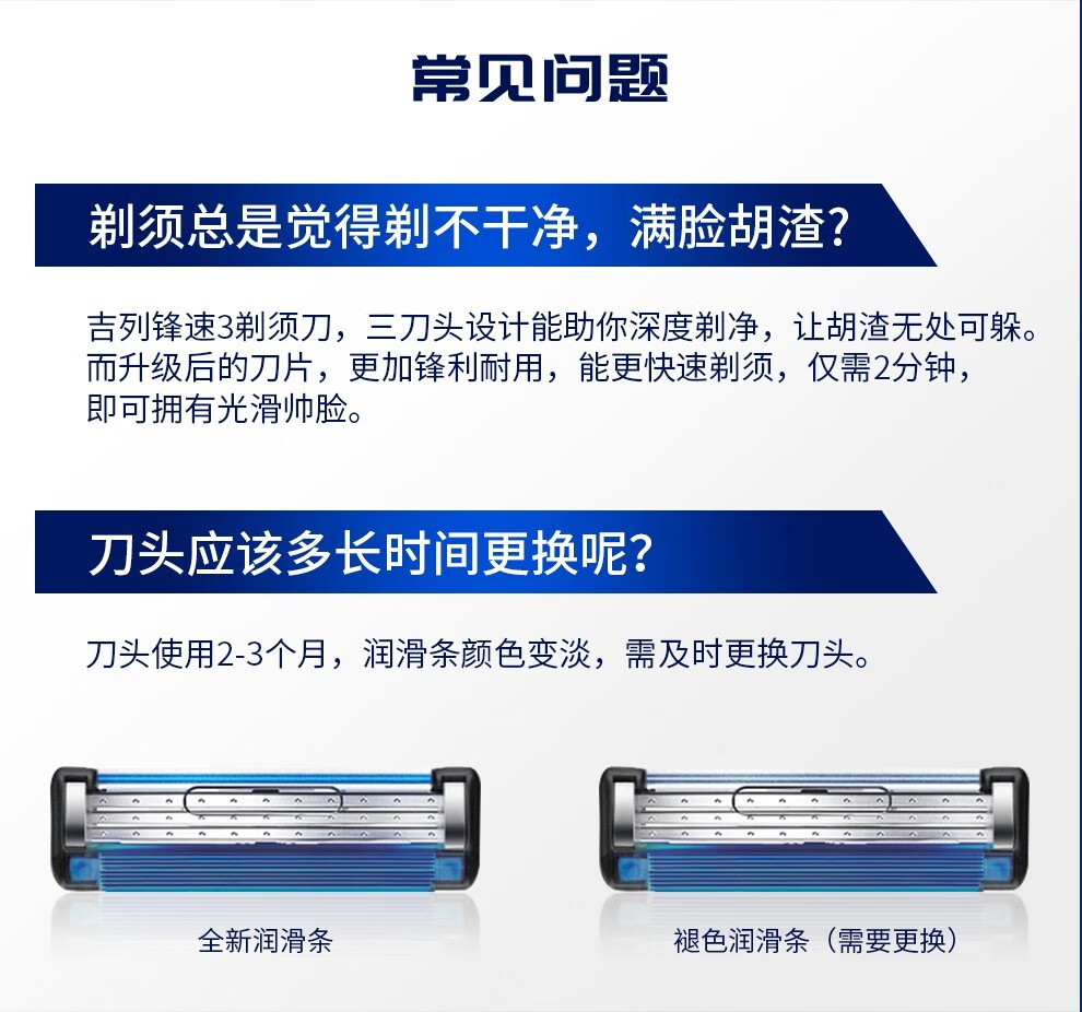 吉列（Gillette）锋速3经典手动剃须刀男士刮胡刀3层胡须刀头刀片 【钜惠囤货装】锋速3  12刀头