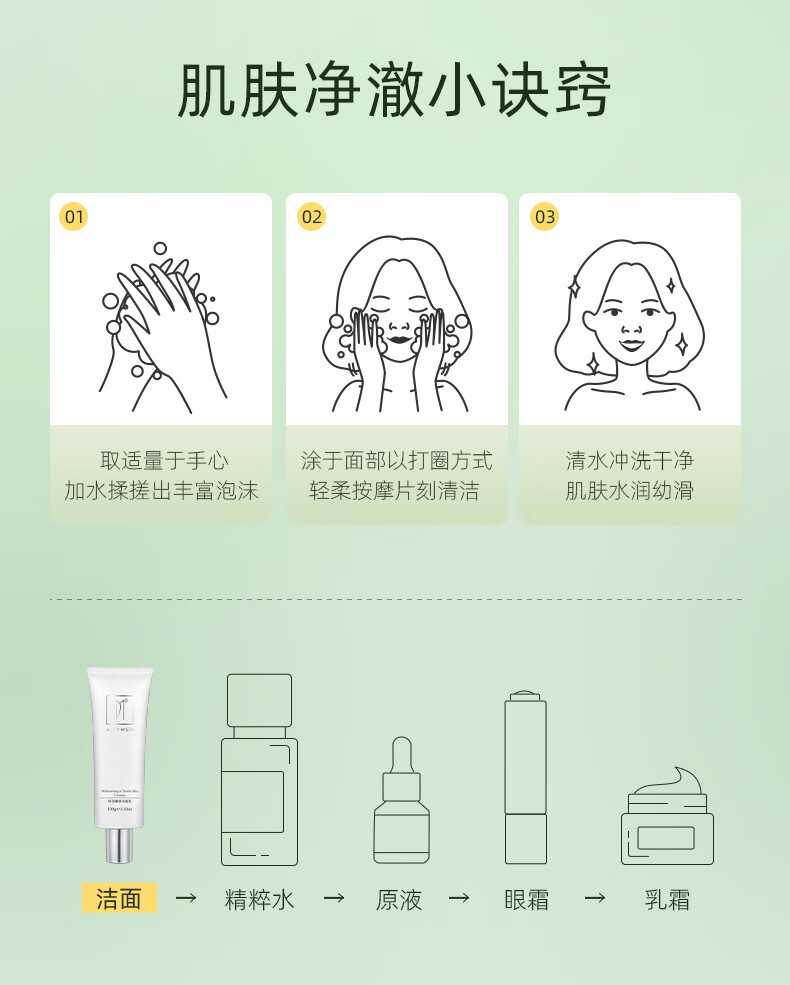 妍诗美（acymer）AC02保湿嫩肤洁面乳 深层洁净去油女男士洗面奶补水保湿 伊的家