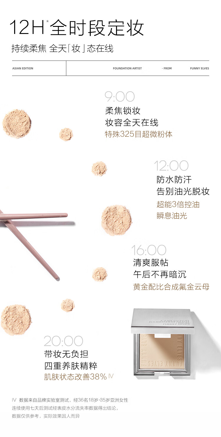 方里（FUNNY ELVES） 柔焦蜜粉饼控油定妆感光粉饼持久遮瑕毛孔散粉 #清透色7g