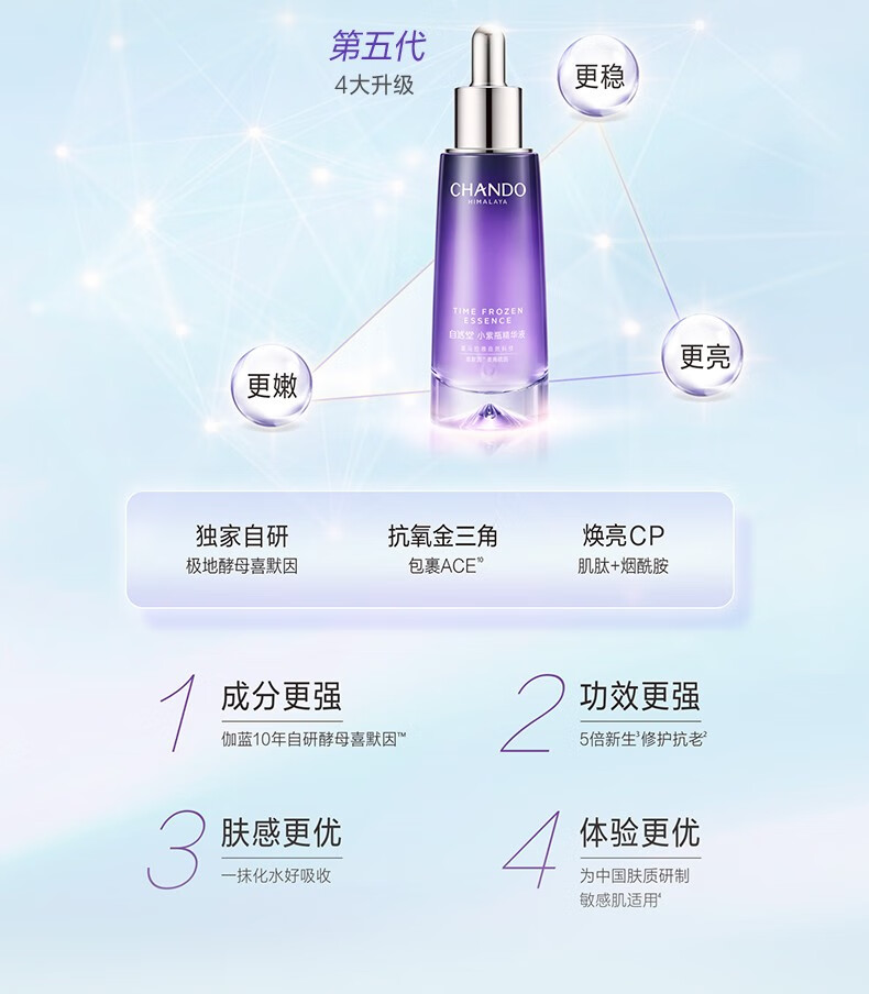 自然堂小紫瓶精华第五代抗皱保湿提亮紧致毛孔滋润修护精华液新年礼物女 小紫瓶精华霜55g
