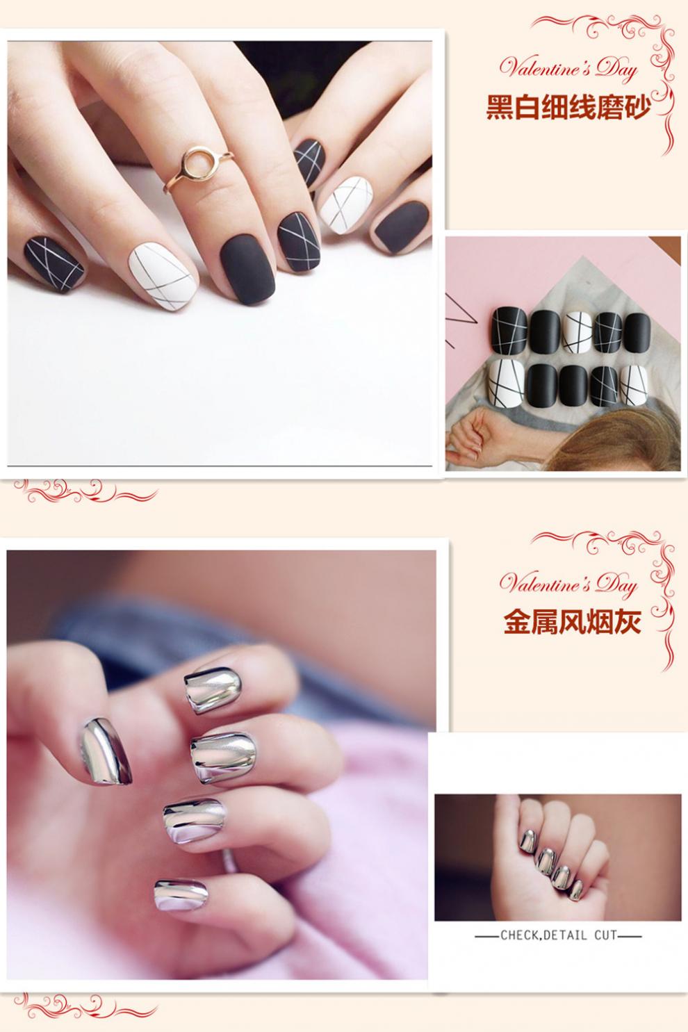 Nail Nina美甲贴片假指甲穿戴美甲可拆卸日式网红甲片成品持久磨砂学生短款 Y022心心相印-GM 1件