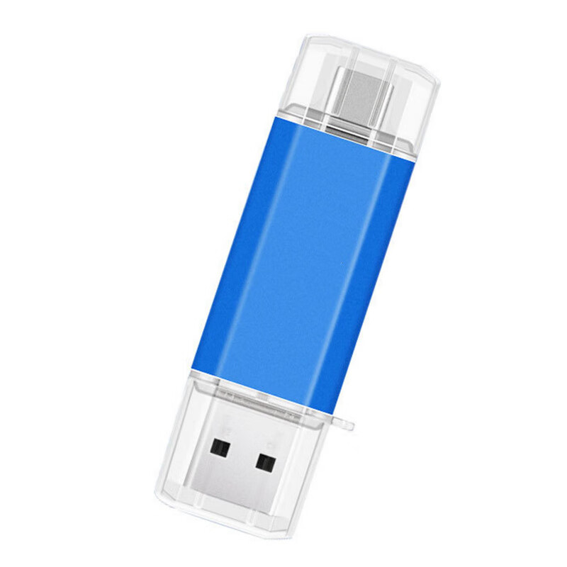 11，BIIKSEM手機U磐 Type-C USB2.0雙接口手機電腦兩用雙頭高速優磐車載（刻 稜邊亮彩TYP-C-紅色 64GB