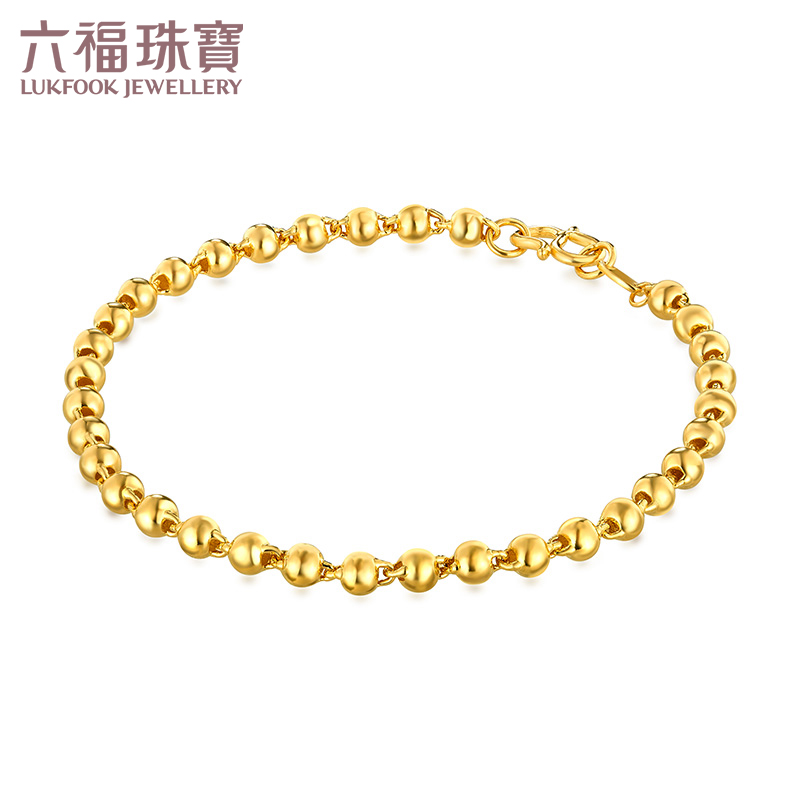六福珠宝 足金光面转运珠圆珠黄金手链女款串珠手饰 计价 b01tbgb0030