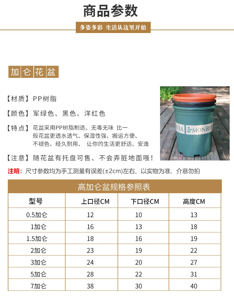 3，【廠家直供】加厚加侖盆矮胖控根盆陽台種菜盆栽綠植多肉月季大號 軍綠色（1個裝） 16矮胖托磐