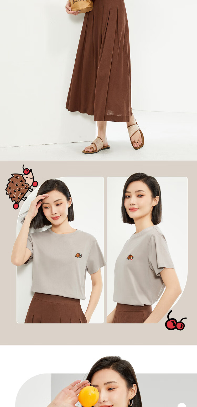 Женская футболка Giordano с коротким рукавом, летняя хлопковая футболка с небольшой вышивкой, круглый вырез, повседневный топ