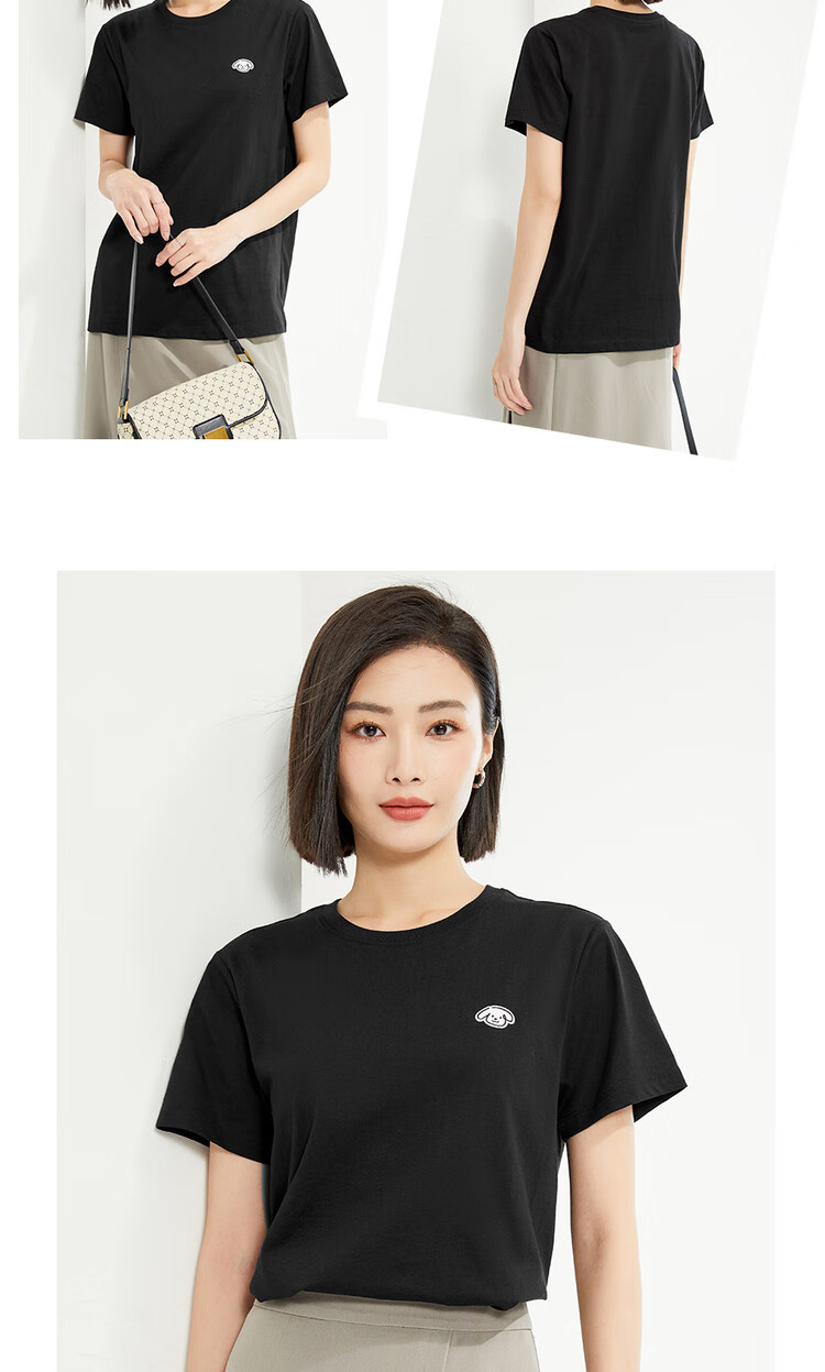Женская футболка Giordano, летняя, из чистого хлопка, с небольшой вышивкой, молодежная с круглым вырезом, повседневная футболка для женщин, 13324326, размер L, серо-фиолетовая