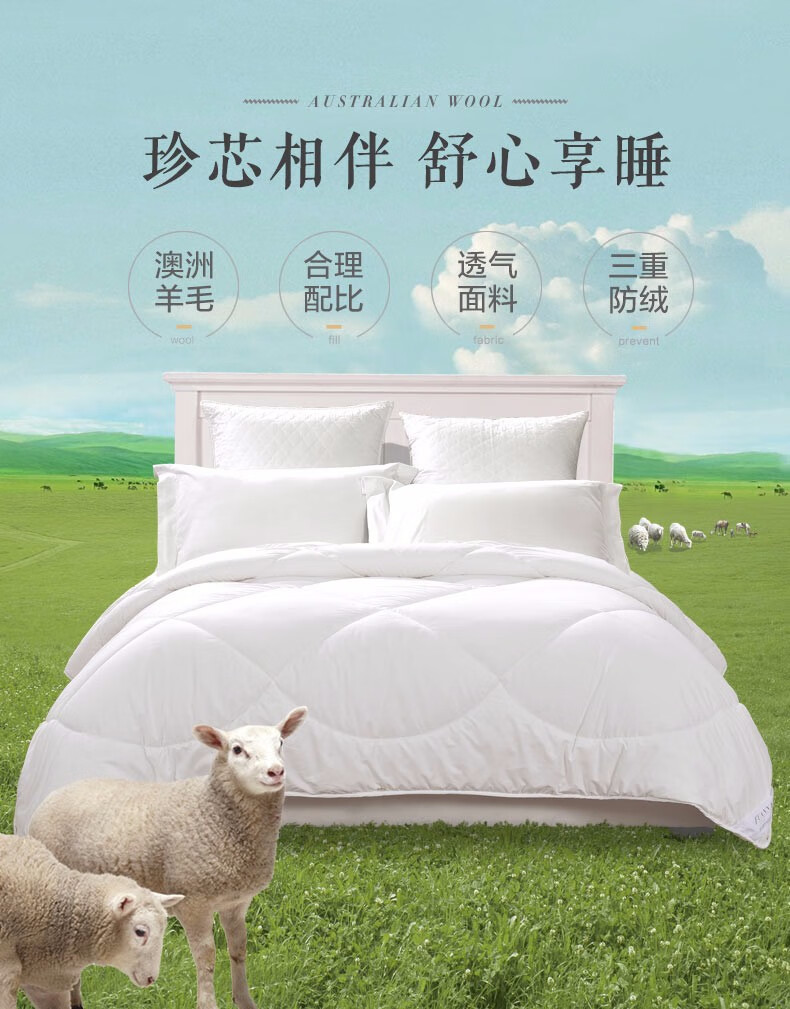 AUSTRALIAN WOOL Awww珍芯相伴舒心享睡澳洲理透气三重羊毛能比面料防绒-推好价 | 品质生活 精选好价