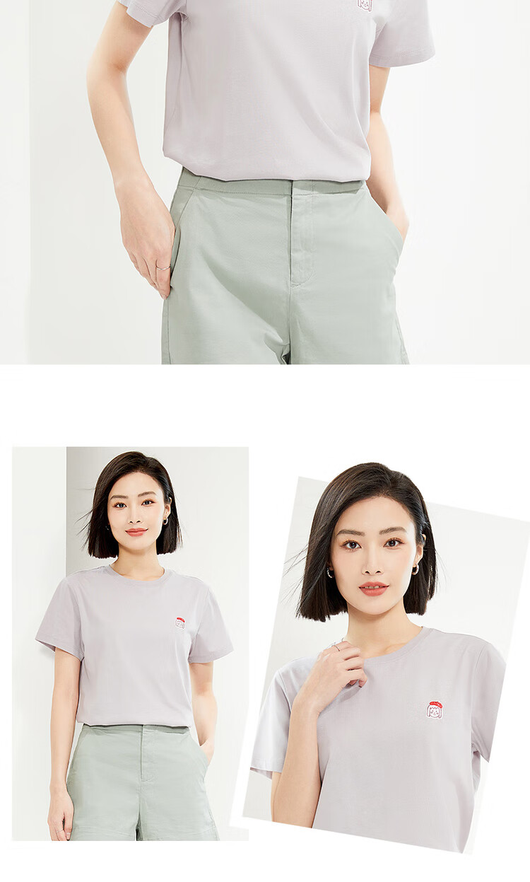 Женская футболка Giordano, летняя, из чистого хлопка, с небольшой вышивкой, молодежная с круглым вырезом, повседневная футболка для женщин, 13324326, размер L, серо-фиолетовая