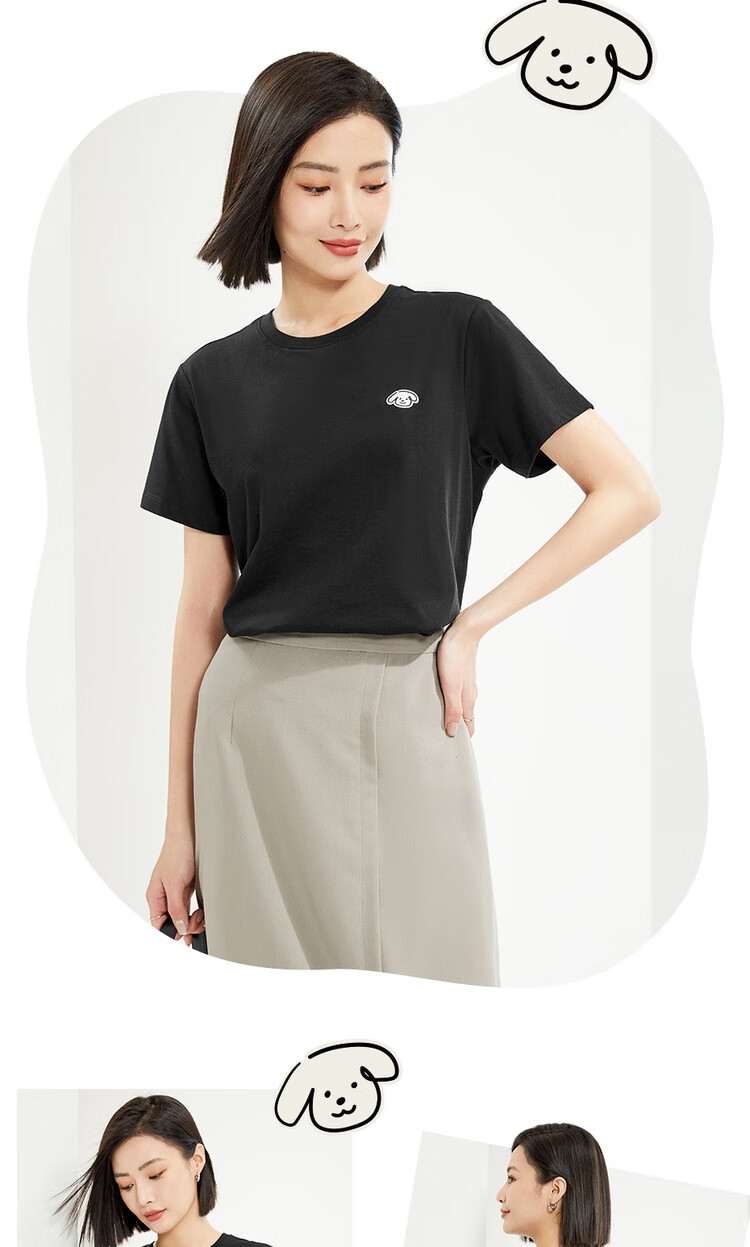 Женская футболка Giordano, летняя, из чистого хлопка, с небольшой вышивкой, молодежная с круглым вырезом, повседневная футболка для женщин, 13324326, размер L, серо-фиолетовая
