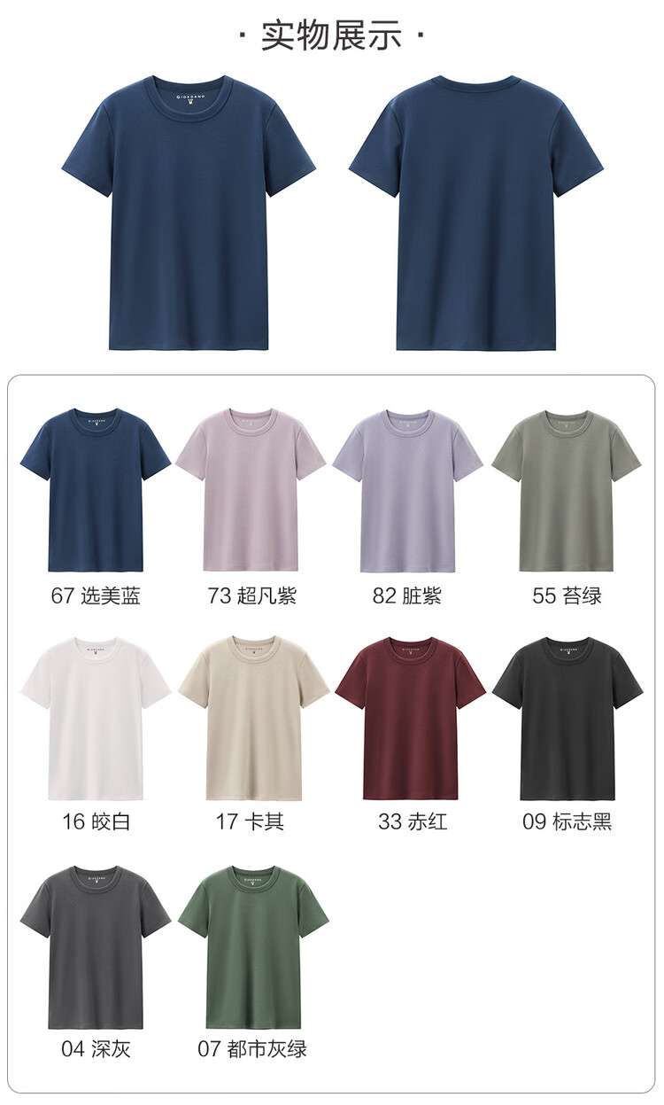 Женская футболка Giordano, однотонная, с круглым вырезом, из 100% хлопка, дышащая, размер M, цвет "Городской серо-зеленый"
