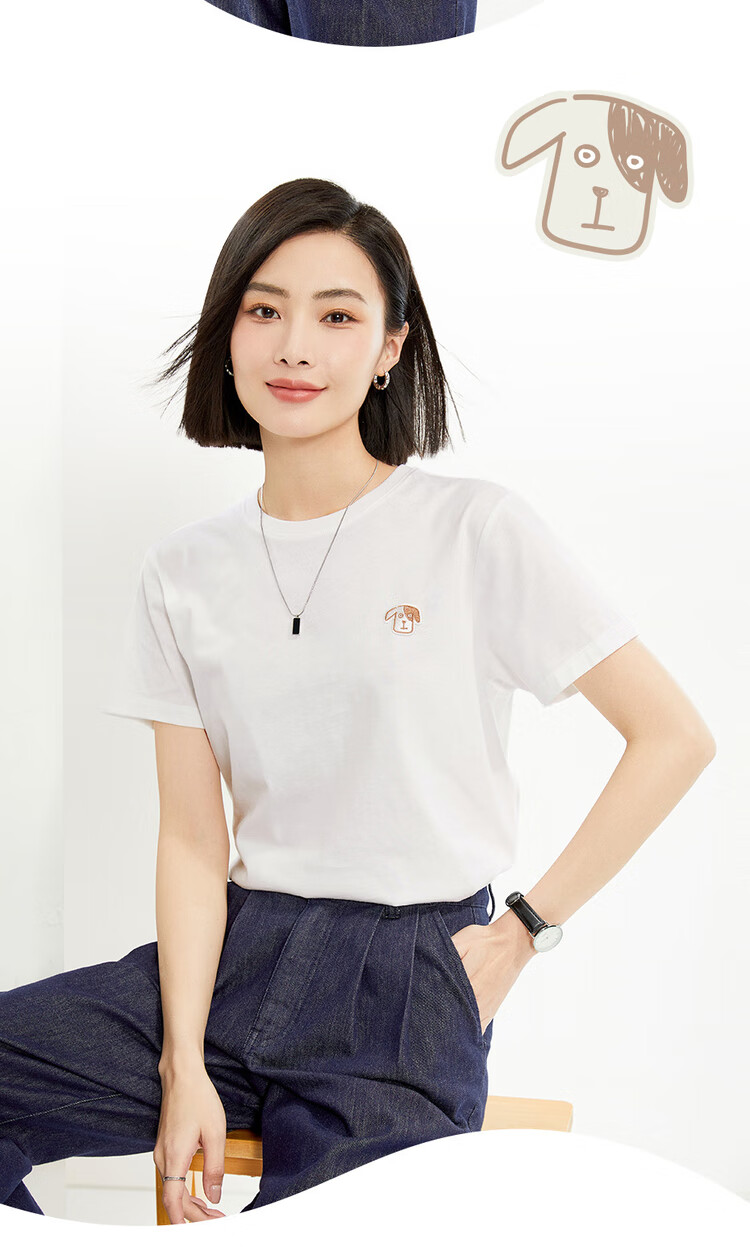 Женская футболка Giordano, летняя, из чистого хлопка, с небольшой вышивкой, молодежный повседневный топ с круглым вырезом, арт. 13324326