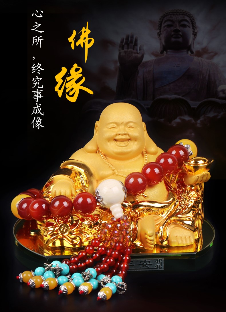 创意车内饰品汽车摆件车载香水座式弥勒佛像男女平安招财笑佛车内摆件