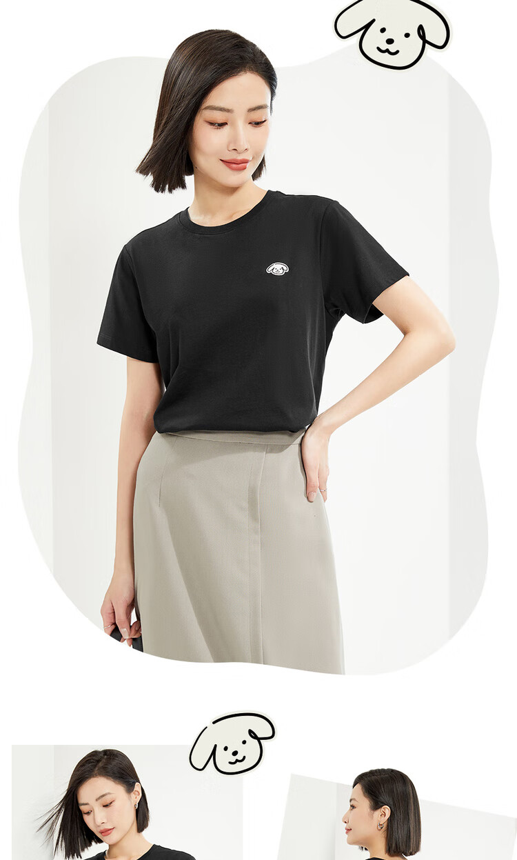 Женская футболка Giordano, летняя, из чистого хлопка, с небольшой вышивкой, молодежный повседневный топ с круглым вырезом, арт. 13324326