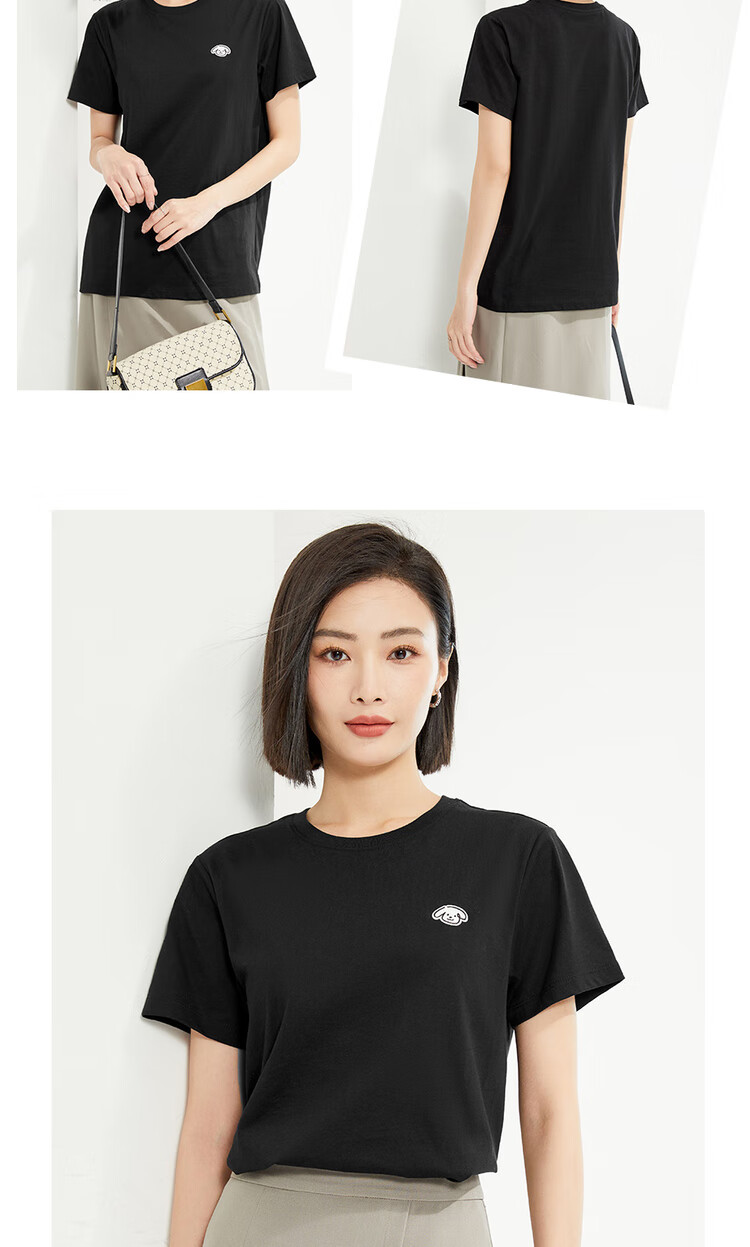 Женская футболка Giordano, летняя, из чистого хлопка, с небольшой вышивкой, молодежный повседневный топ с круглым вырезом, арт. 13324326