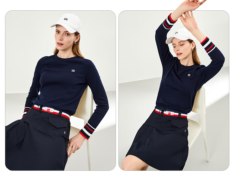 Женская футболка с длинным рукавом ELLE ACTIVE, круглый вырез, хлопок, контрастные манжеты, белый, L