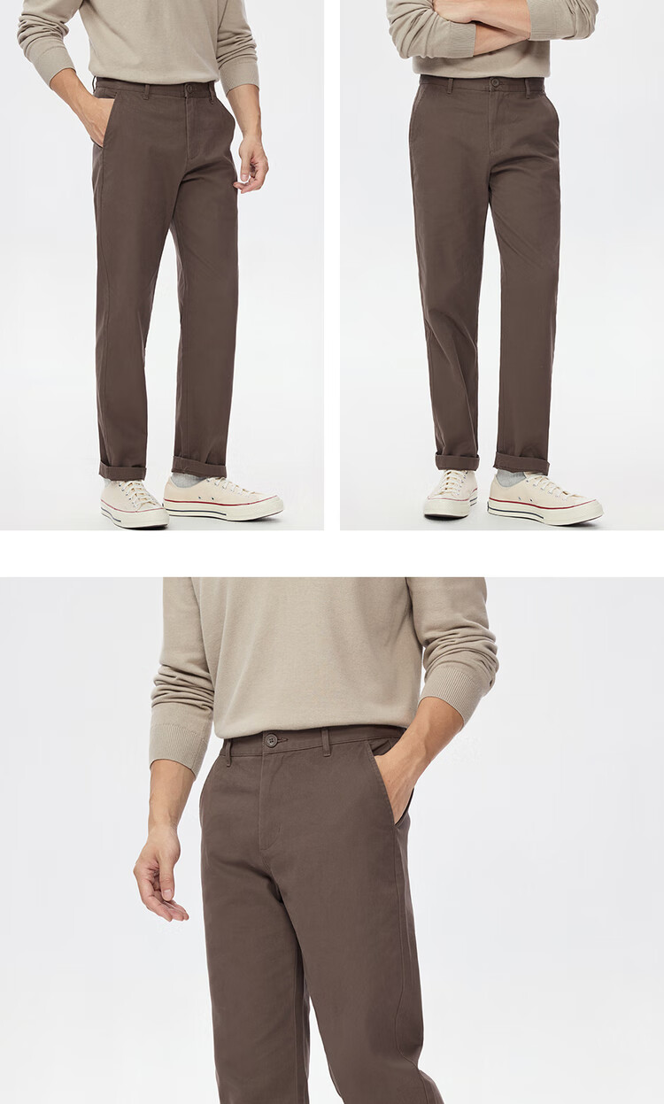 Мужские повседневные брюки Giordano, хлопок 100%, прямой крой, средняя посадка, для работы и отдыха