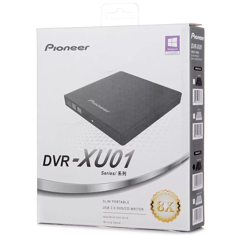 先锋/Pioneer DVR-XU01C 外置光驱刻录机 笔记本台式机通用USB移动外 驱盒 黑色 DVD光驱 