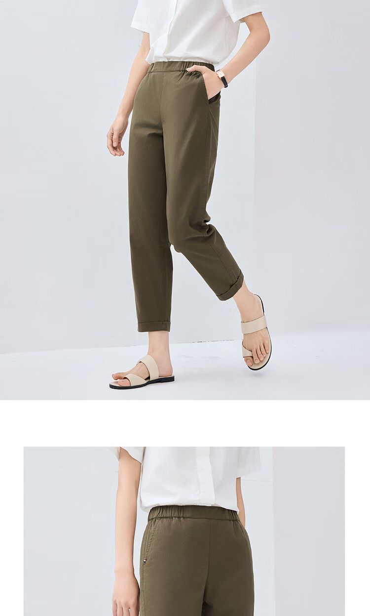 Женские брюки Giordano, летние, из чистого хлопка, с эластичным поясом, легкие повседневные брюки, 05424354, размер S, цвет "Бежевый"