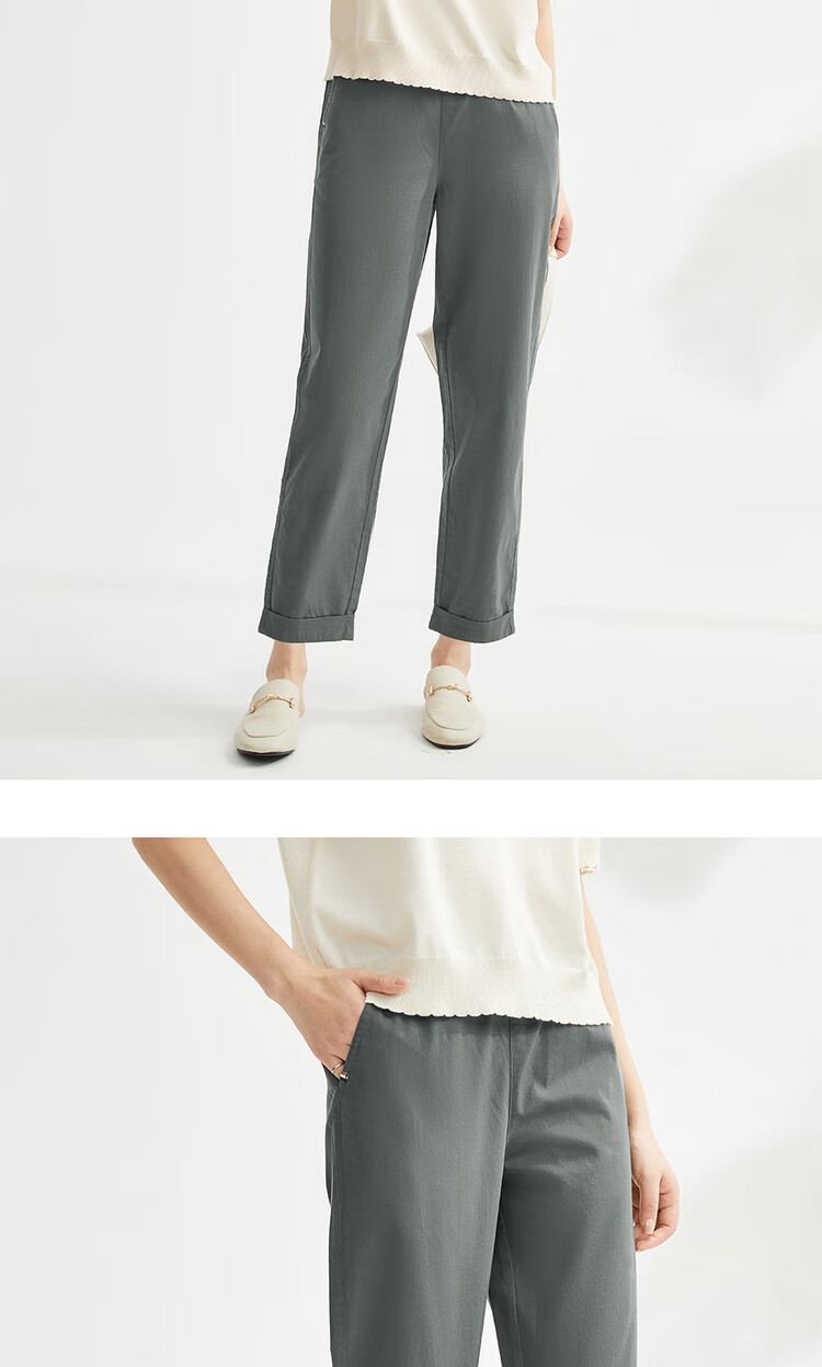 Женские брюки Giordano, летние, из чистого хлопка, с эластичным поясом, легкие повседневные брюки, 05424354, размер S, цвет "Бежевый"