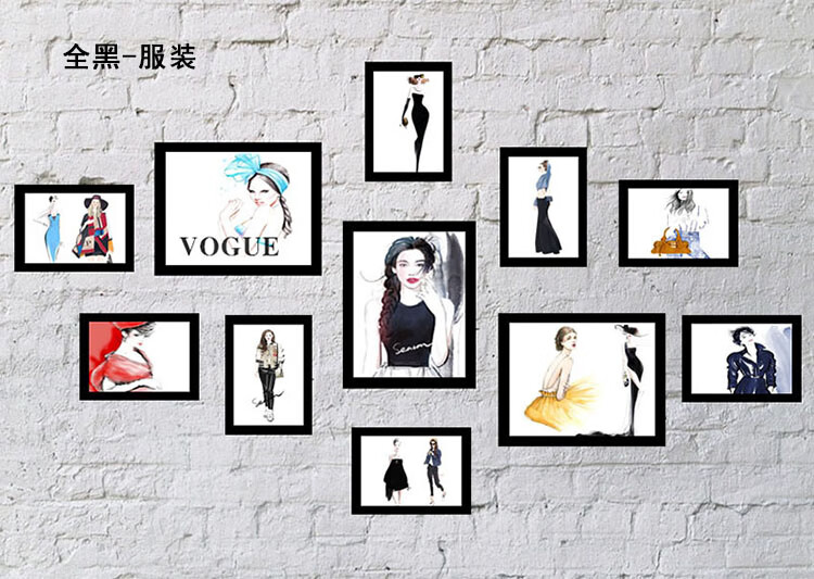 时尚女装模特服装店照片墙 相框墙欧美人物服饰有框装饰画挂墙画 服装