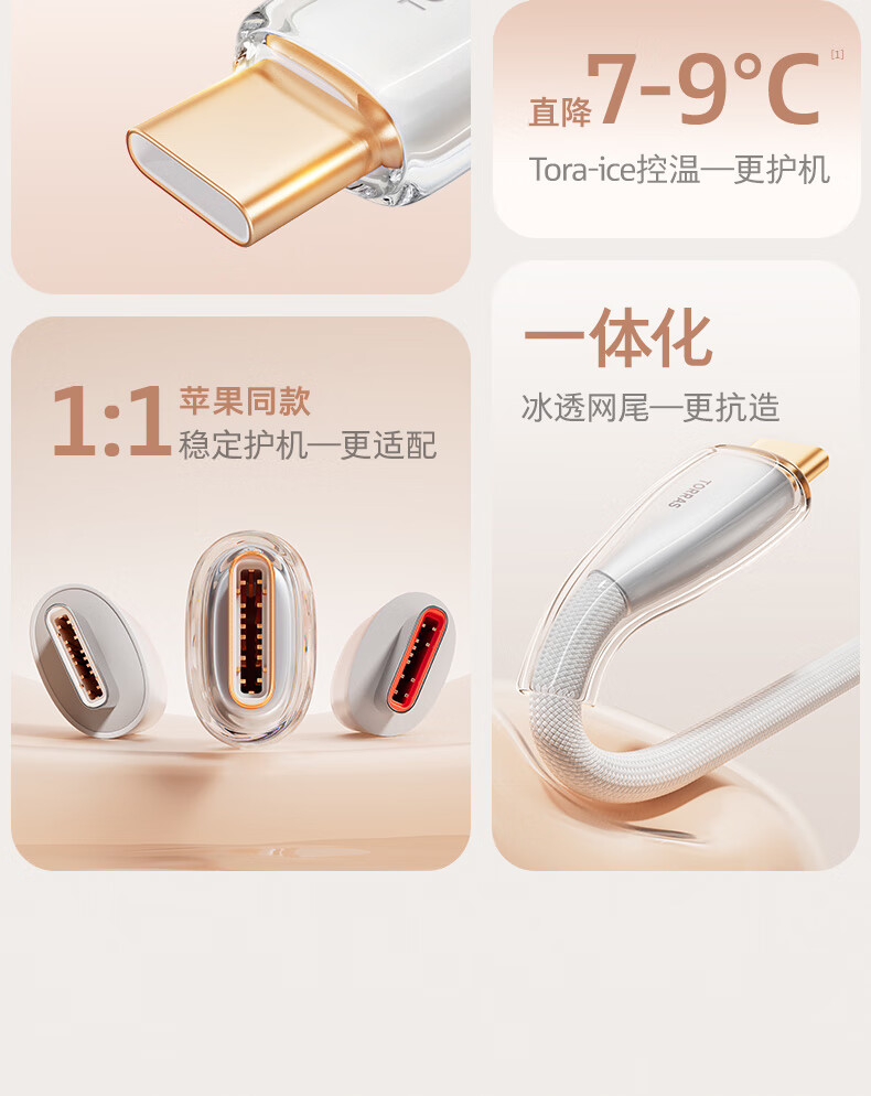 Кабель TORRAS Type-C для iPhone 16/17 Pro, iPad Pro Air, быстрая зарядка, 1.2 м, белый