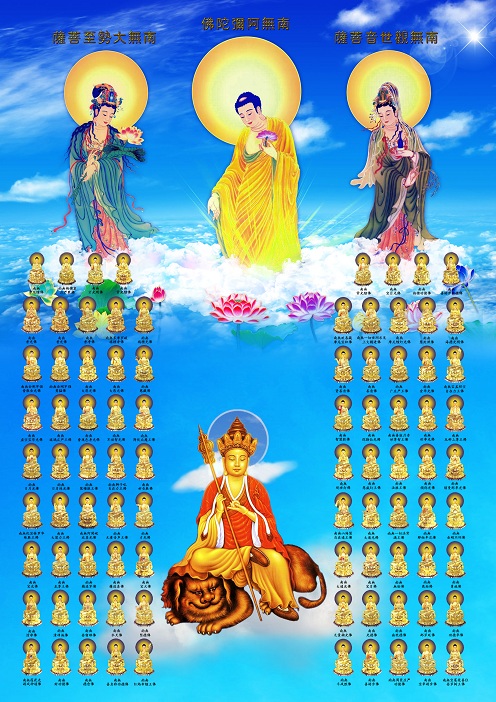 十方清梵结缘八十八佛画像西方三圣接引图地藏王菩萨佛像88佛相纸双面