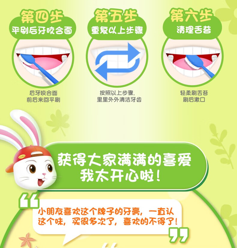 DARLIE 好来(原黑人)宝贝兔儿童牙膏 宝宝2-12岁含氟果味套装官方旗舰4支装 4支装（共160g）