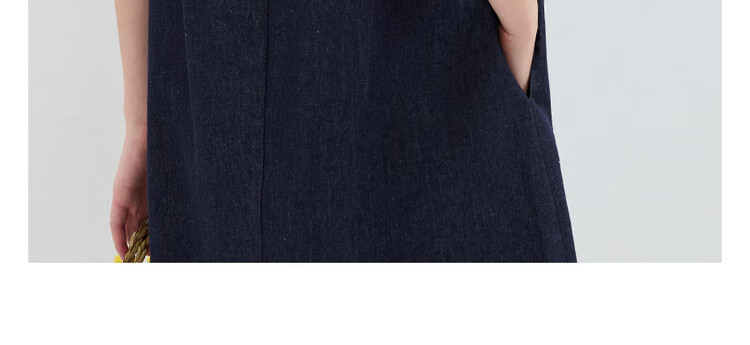 Джинсовое платье Giordano, женское, летнее, с вышивкой, круглым вырезом, без рукавов, модель 18465809