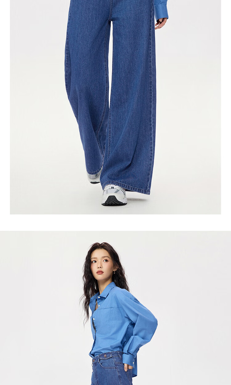 Джинсы Giordano Wide-Leg для женщин, новая коллекция Весна 2026, чистый хлопок, выстиранные джинсовые брюки со средней посадкой, 13415160