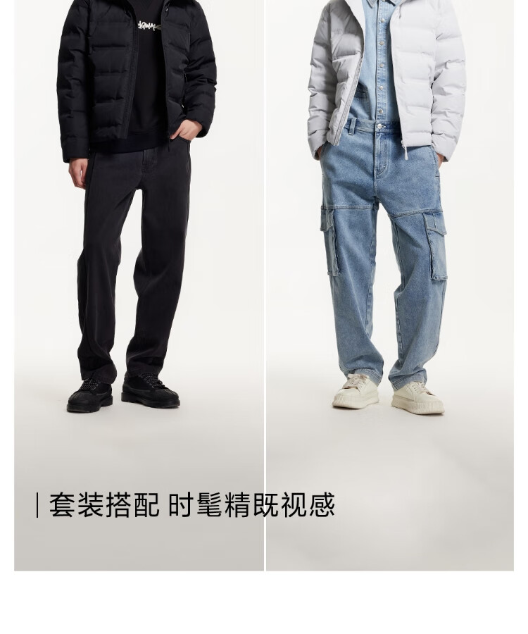 杰克·琼斯（JACK&JONES）男羽绒服连帽保暖泼水E41装秋冬新款时尚百搭户外鸭绒短款防泼水连帽羽绒服男保暖外套 E41 黑色 170/92A/S详情图片9