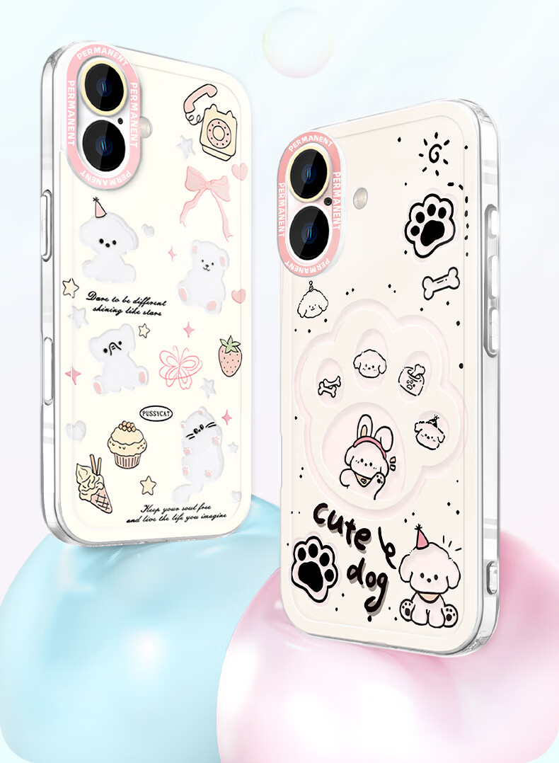 Чехол для телефона Keliman iPhone 17, защита всей камеры, прозрачный мягкий чехол, ультратонкий силиконовый чехол с рассеиванием тепла, противоударный, мультяшный, милый, премиальный чехол для телефона для мужчин и женщин - Счастливый угольный шар