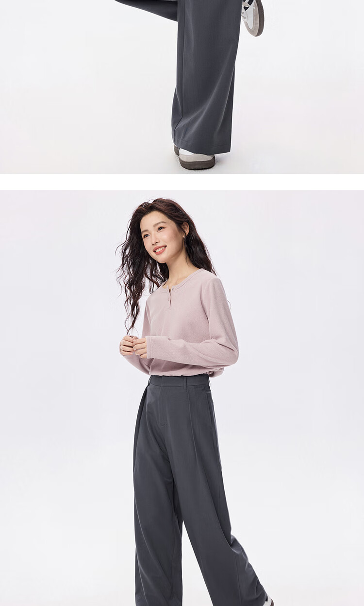 Женские брюки Giordano, серые, широкие, с плиссировкой, для коммутирования, осень-зима 2026, размер 25