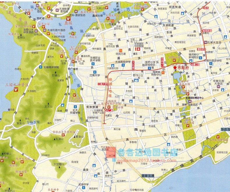 2019无锡市地图无锡市交通旅游地图无锡城市地图城区图吃住玩地铁