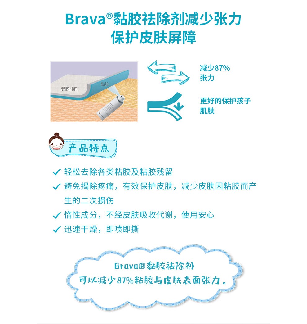 brava康乐保12010 黏胶祛除喷剂 附件 儿童老人黏胶去除剂粘胶剥离 3