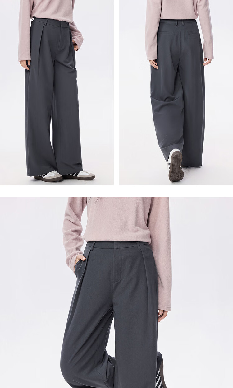 Женские брюки Giordano, серые, широкие, с плиссировкой, для коммутирования, осень-зима 2026, размер 25