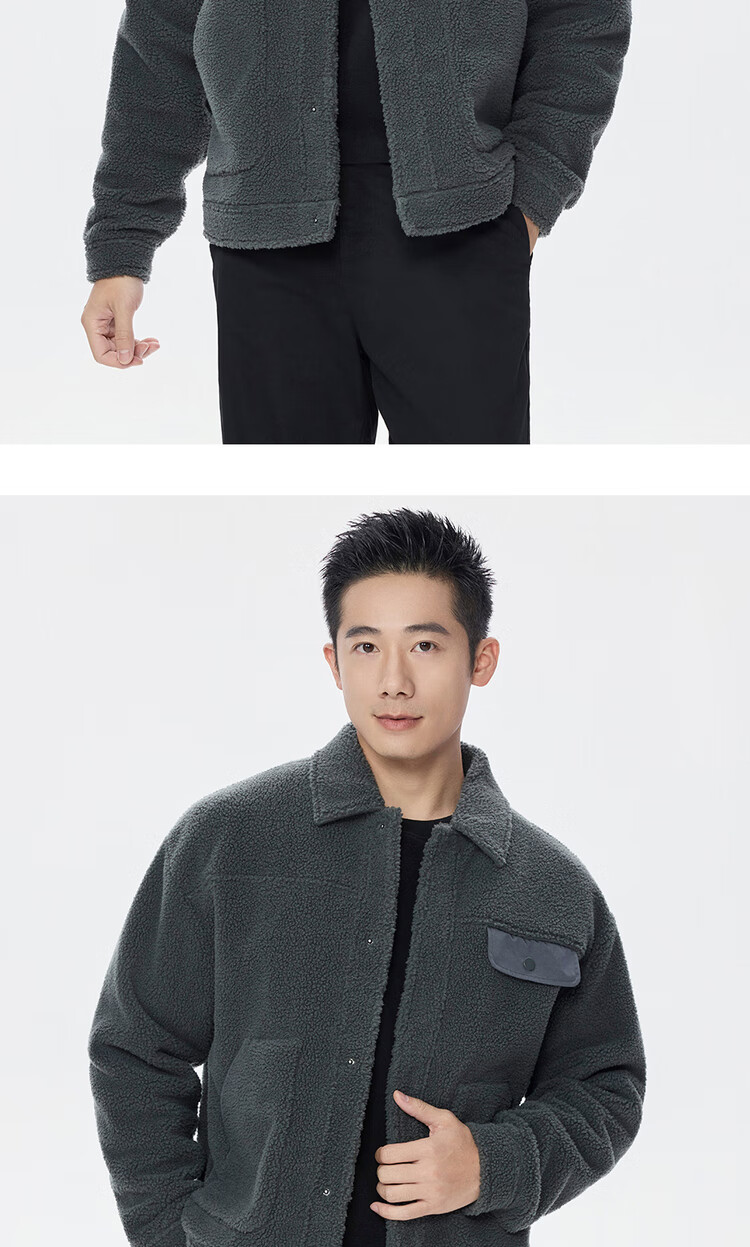 Мужская флисовая куртка Giordano, новинка осени-зимы, из искусственной шерсти ягненка, с карманами, повседневная куртка с отложным воротником 01075855
