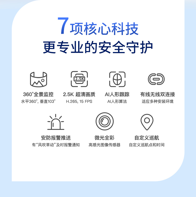 360 摄像头7p云台旗舰款2.5K超清家用智能无线网络室内摄像机全景监控机器手机远程可对话红外夜视 400万像素【支架+读卡器+5M延长线】