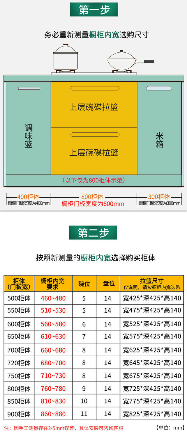 加粗方管厨房304不锈钢拉篮橱柜碗碟篮调味篮抽屉式阻尼导轨碗架 升级