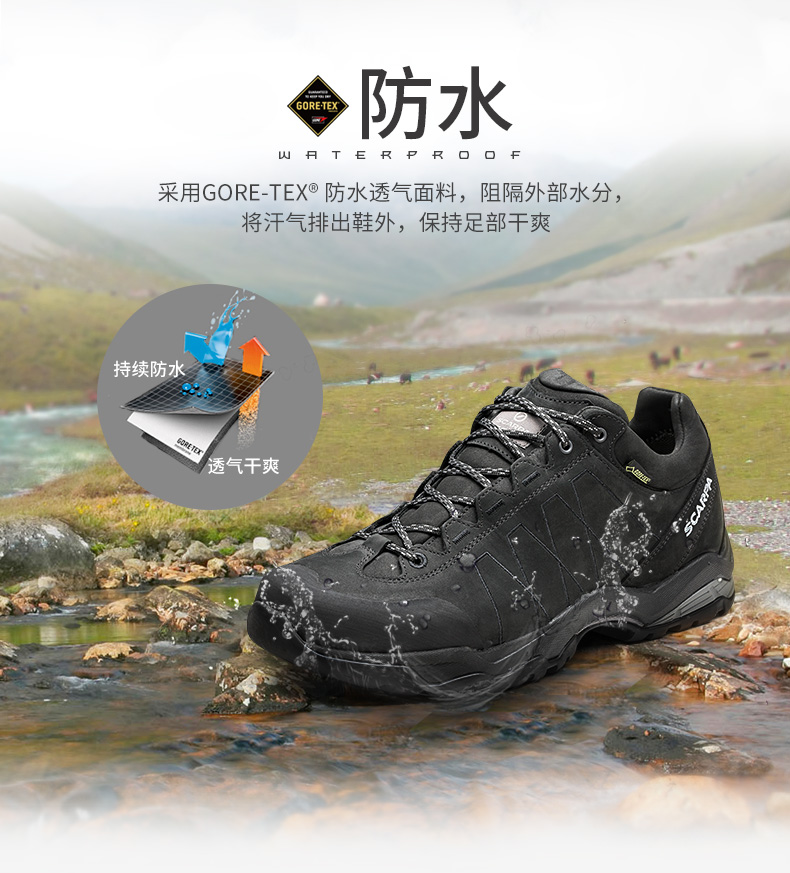 scarpa/思莫林定制徒步男士轻便防滑gtx防水登山鞋63071-101 军绿色
