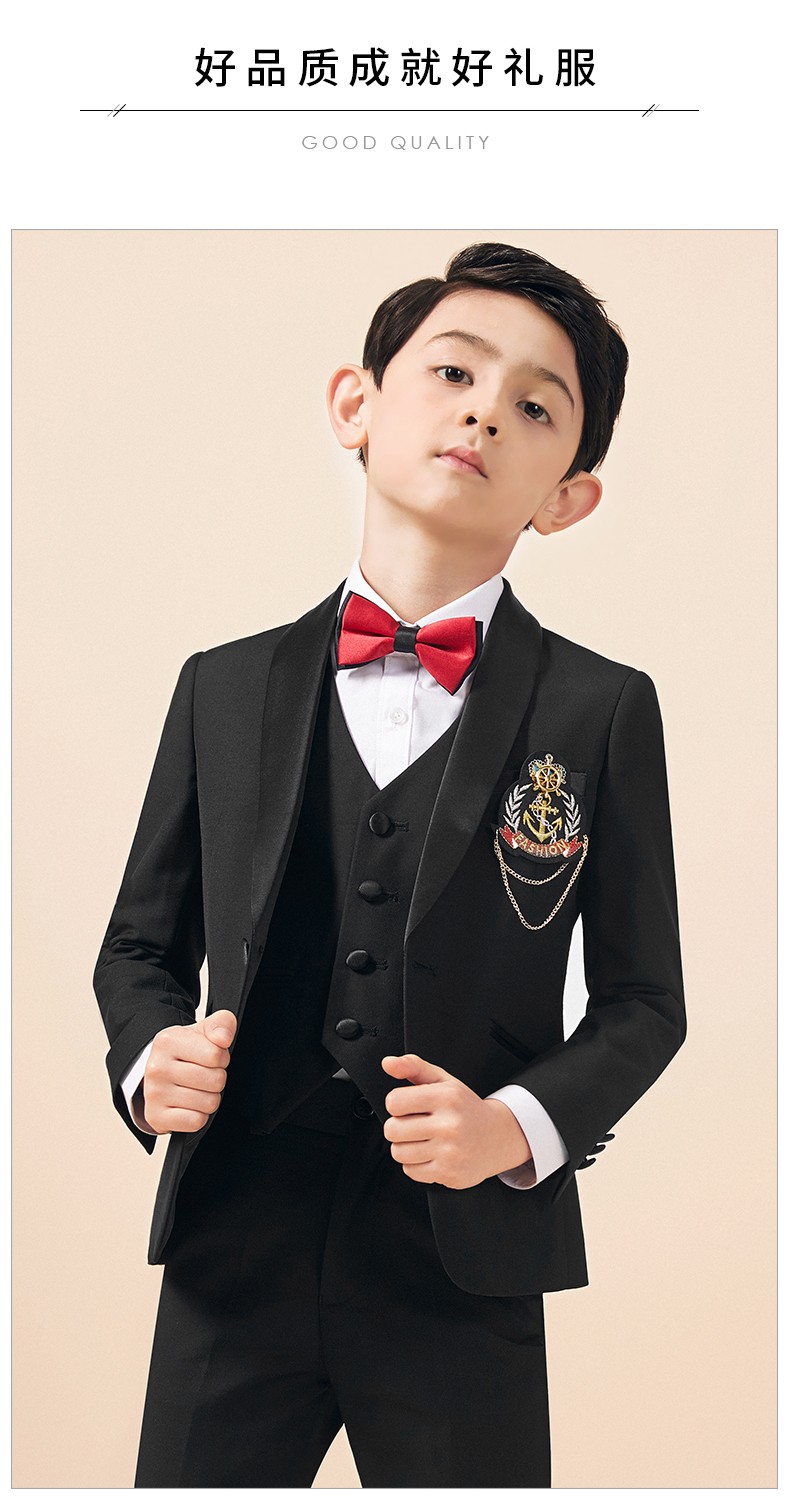朵朵侠男童礼服套装儿童小西装花童礼服男韩版潮中大童钢琴演出服表演