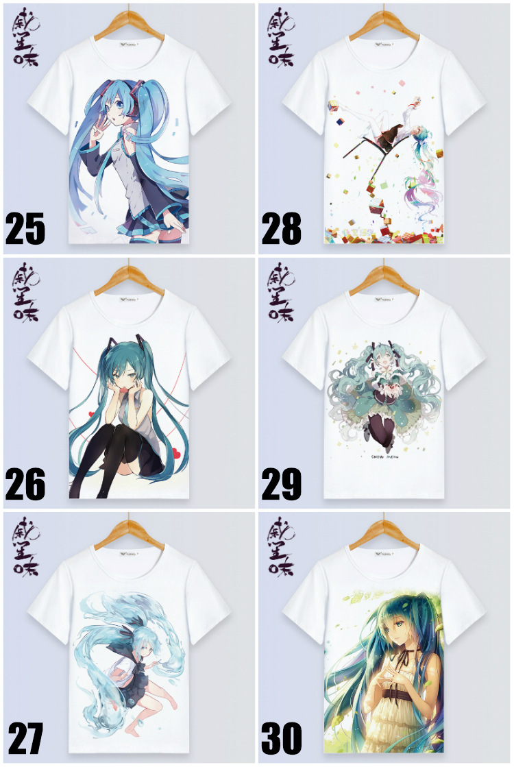 初音未来衣服短袖 镜音双子周边 千本樱 雪初音cos t恤男女动漫夏 37