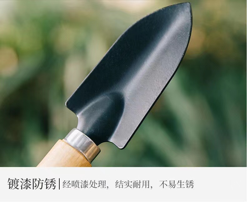 商葩翼翼  园艺工具三件套 种菜套装盆栽松土除草园艺工具套装 宽铲子五齿耙两用锄头 园艺三件套 1套