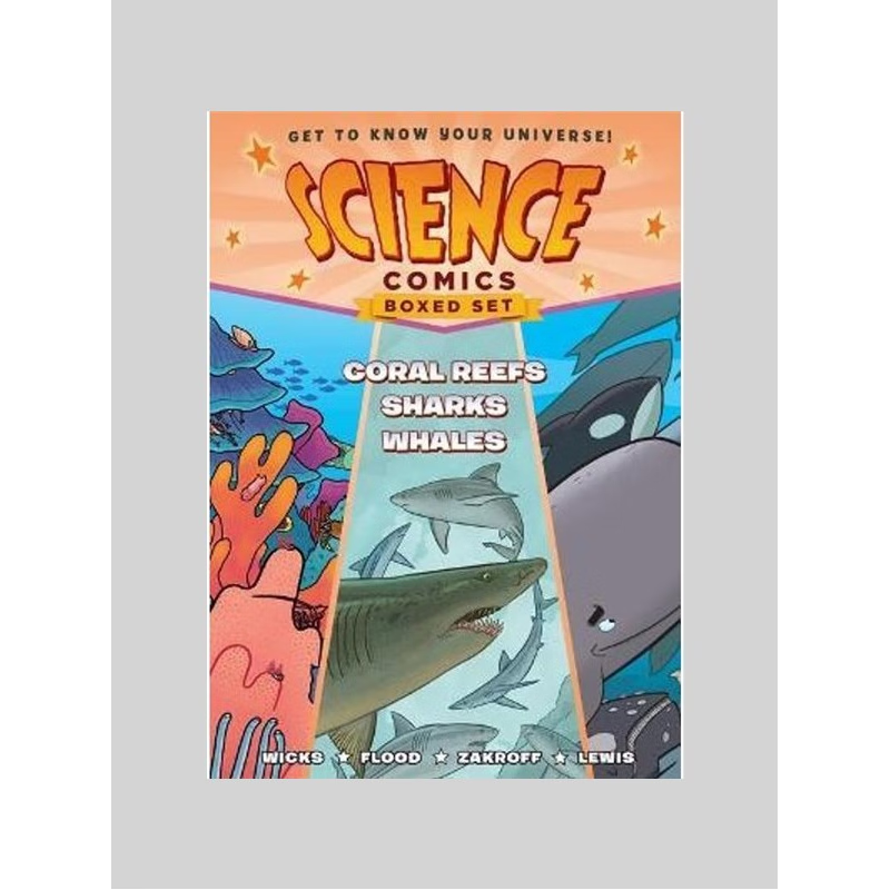 科学漫画系列盒装3册 Science Comics Boxed Set: Coral Reefs, Sharks, and Whales 英文原版进口图书籍 【上海外文书店】