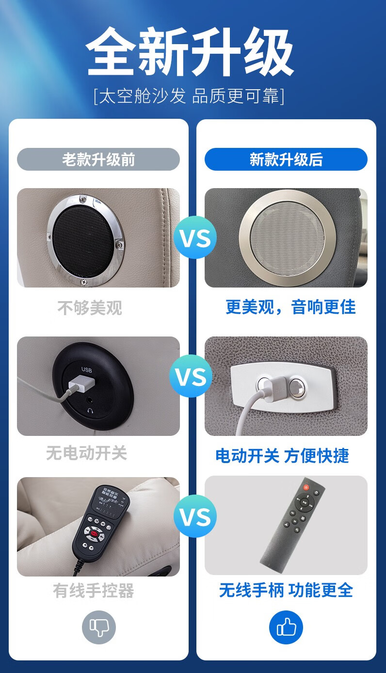 头等太空舱沙发单人头层牛皮多功能电动按摩坐趟摇转现代简约北欧蓝牙音响科技布艺沙发按摩椅 橙色头层真皮 手动坐躺