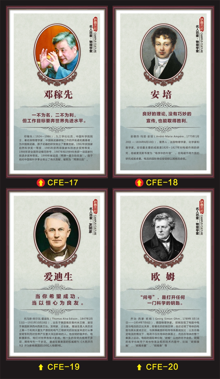 科学实验室装饰挂图生物化学物理科学家简介定制名人名言标语海报cf