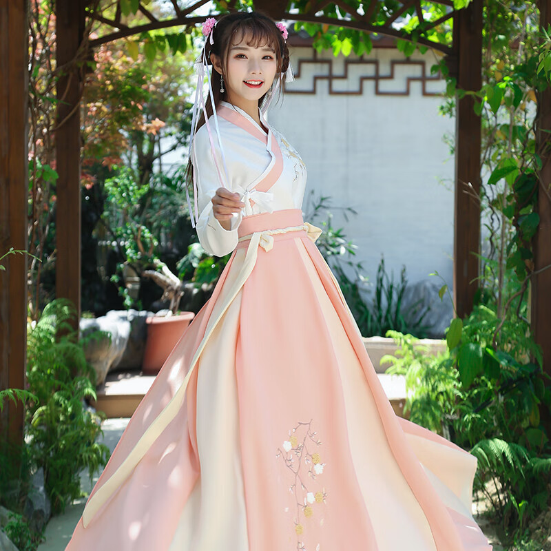 秋刺绣汉元素襦裙服装仙女清新淡雅古风日常交领传统绣花古装长袖古典